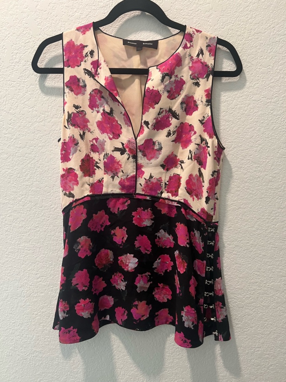 Proenza Schouler Silk Floral Sleeveless Peplum Top Size 2